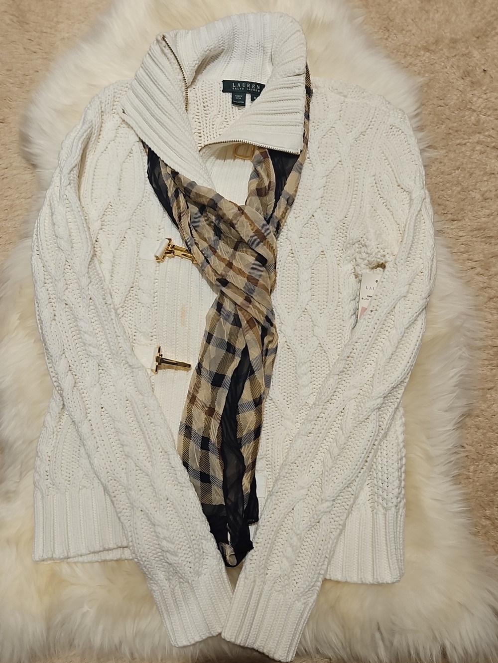 Ralph Lauren Cable-Knit Sweater Cardigan SIZE M